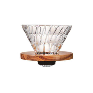 
                  
                    Load image into Gallery viewer, Hario V60 Glass Dripper 02 – Olive Wood | Good Coffee Project
                  
                